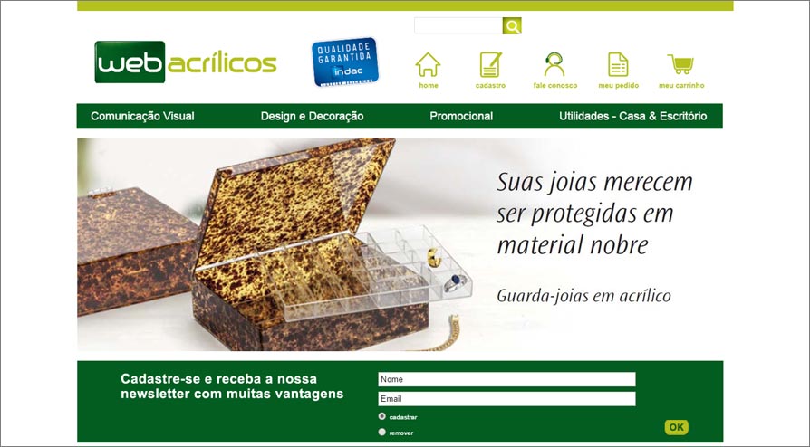 Lojas Virtuais para produtos em Acrílico